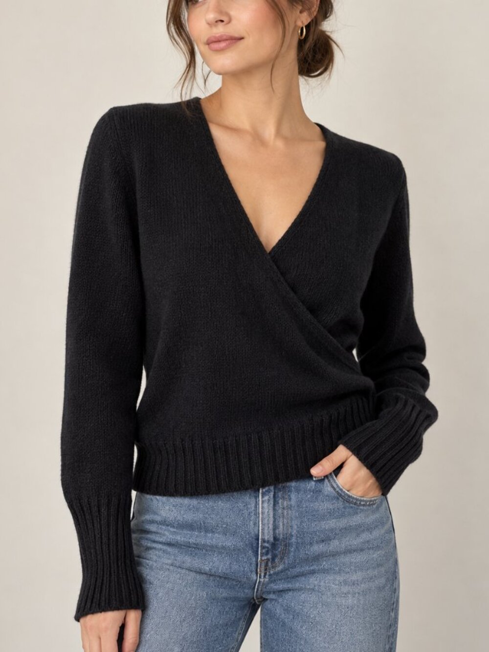 MaxMara Wrap Sweater Wool Cashmere Luxury Basic Balletcore Black Size Medium